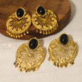 Boucles d’oreilles dorées géométriques en acier titane