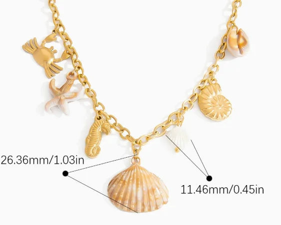 Collier coquillage doré en cuivre