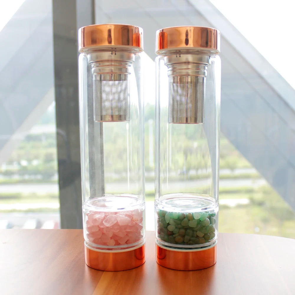 Gourde en verre avec cristal naturel