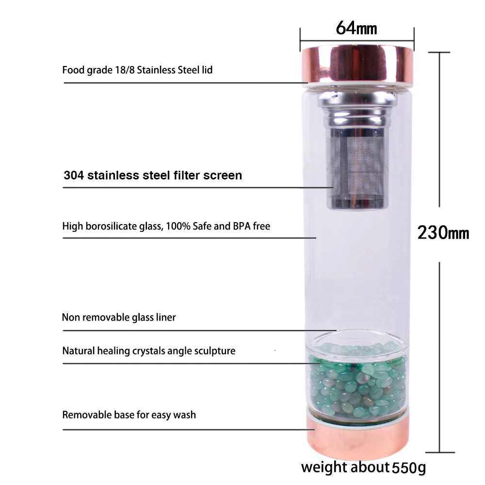 Gourde en verre avec cristal naturel