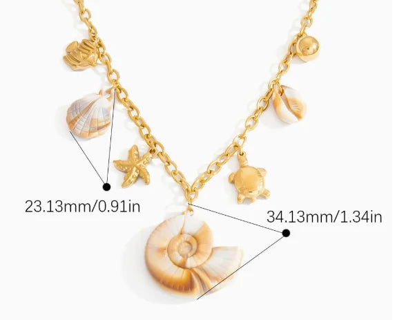 Collier coquillage doré en cuivre