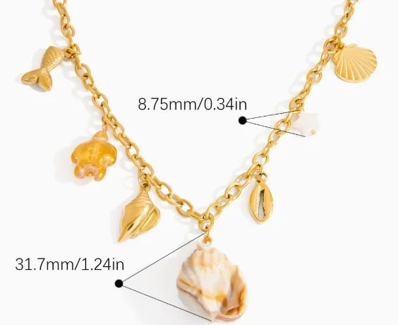 Collier coquillage doré en cuivre